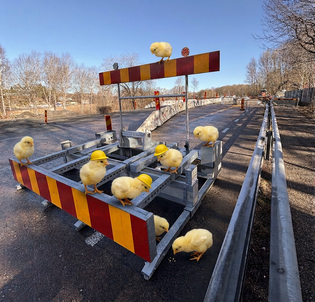 Påskkycklingar inspekterar ZoneStop-installation i Floda